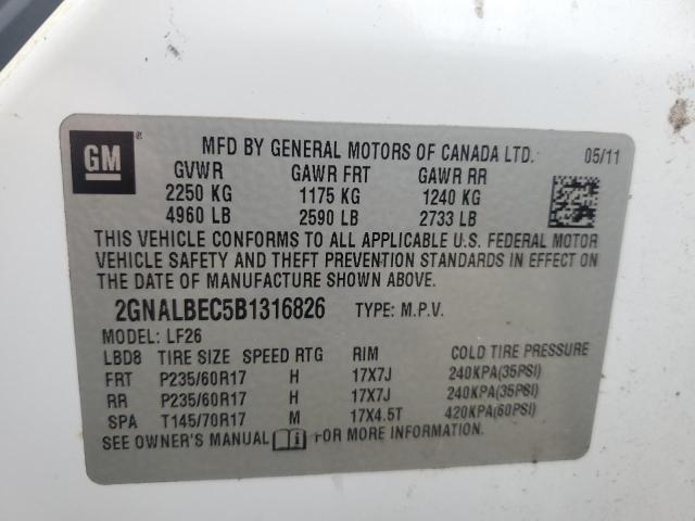 2011 Chevrolet Equinox Ls VIN: 2GNALBEC5B1316826 Lot: 45849054