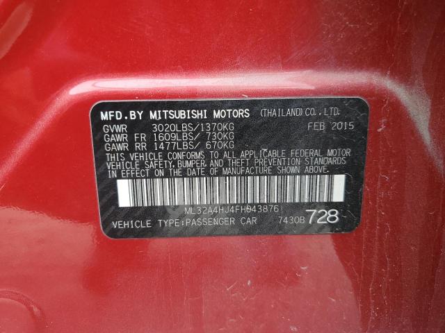 2015 MITSUBISHI MIRAGE ML32A4HJ4FH043876