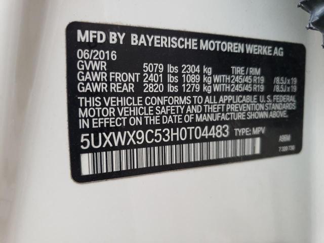 2017 BMW X3 XDRIVE2 5UXWX9C53H0T04483