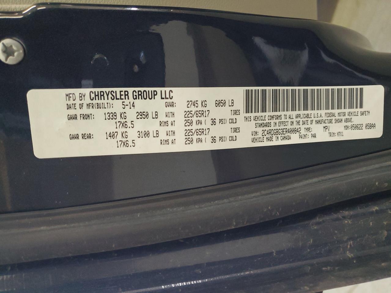 2C4RDGBG3ER400842 2014 Dodge Grand Caravan Se