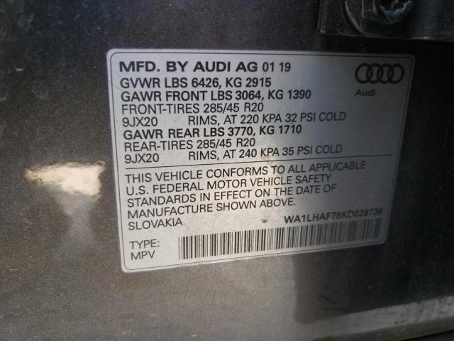 WA1LHAF78KD029736 2019 AUDI Q7, photo no. 13