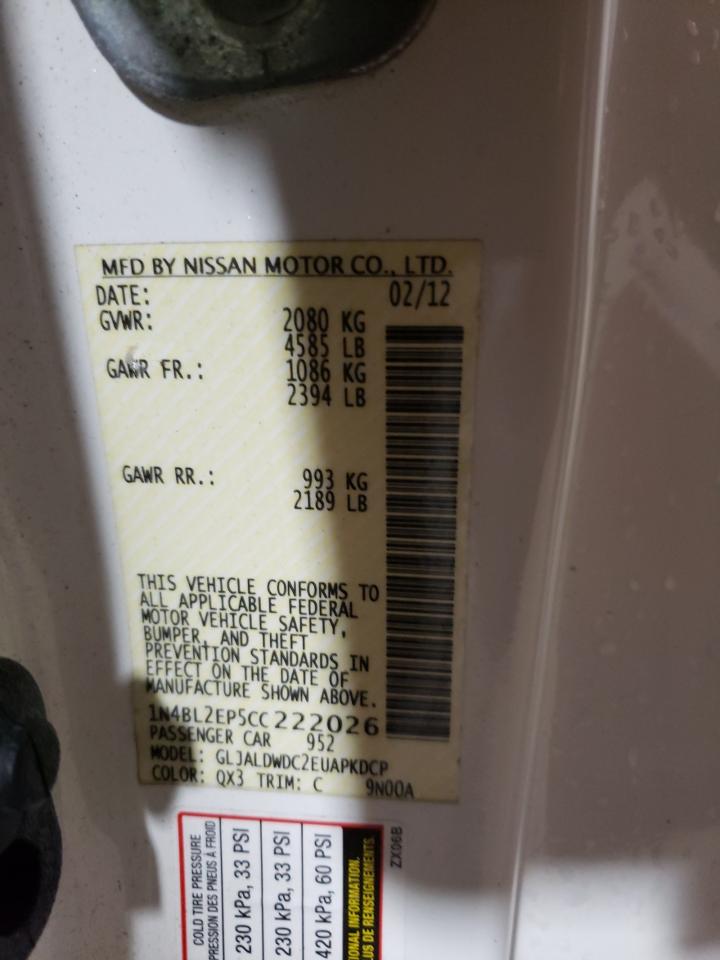 2012 Nissan Altima Sr vin: 1N4BL2EP5CC222026