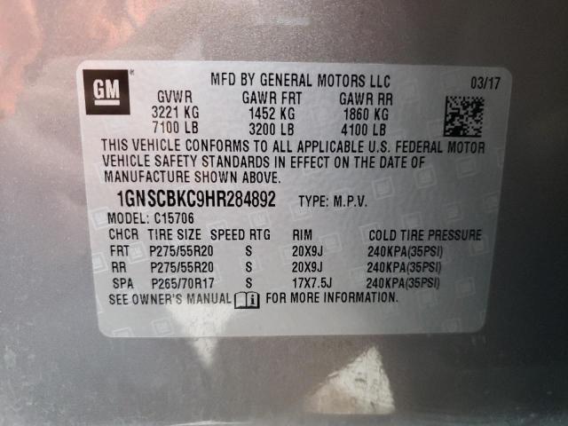 1GNSCBKC9HR284892 2017 CHEVROLET TAHOE