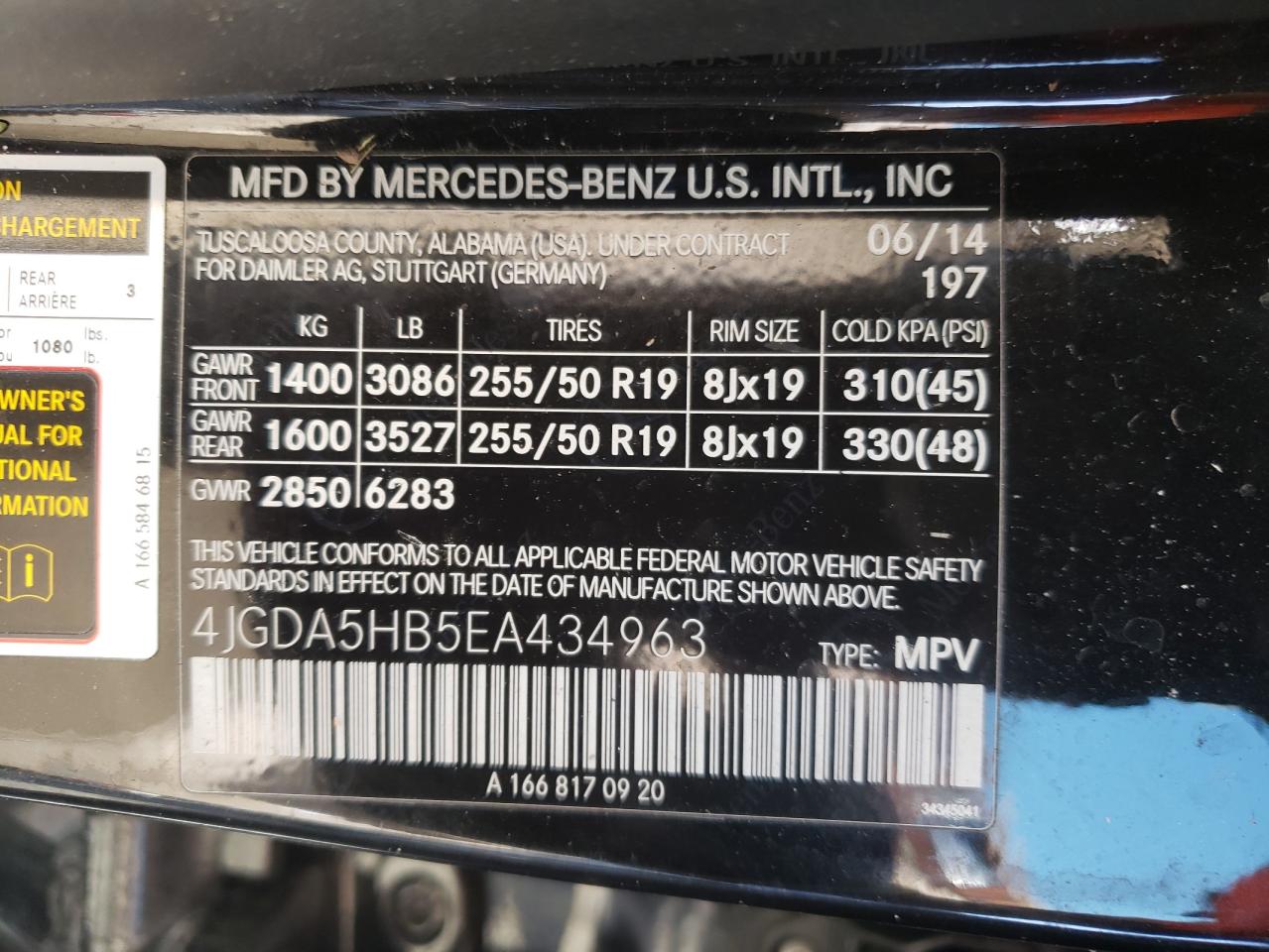 4JGDA5HB5EA434963 2014 Mercedes-Benz Ml 350 4Matic