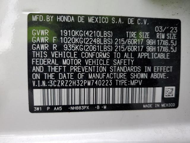 2023 Honda Hr-V Lx VIN: 3CZRZ2H32PM740223 Lot: 45574374