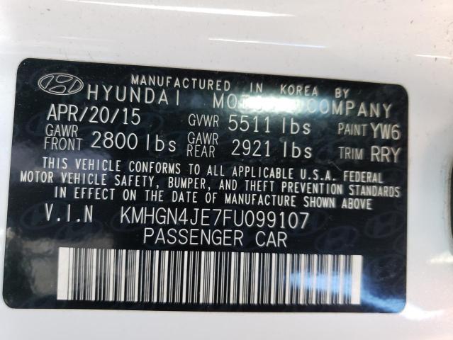 2015 Hyundai Genesis 3.8L VIN: KMHGN4JE7FU099107 Lot: 46722254