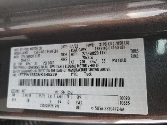2022 FORD F150 SUPER - 1FTFW1E83NKE48239