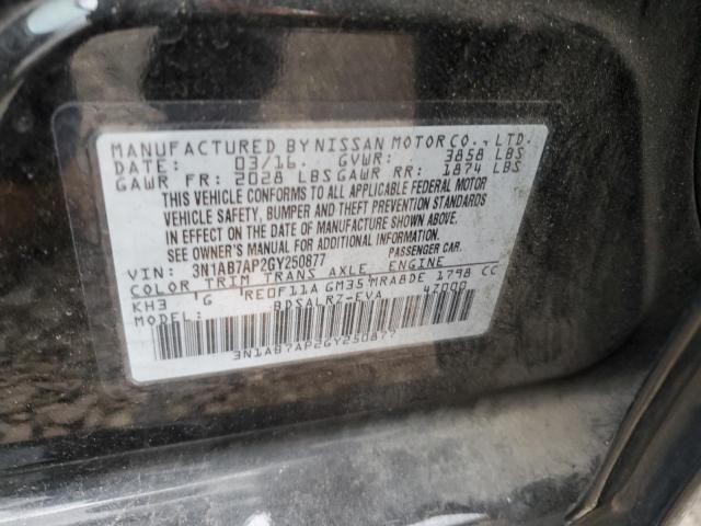 2016 Nissan Sentra S VIN: 3N1AB7AP2GY250877 Lot: 46921824