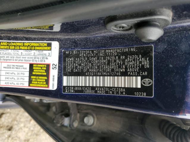 4T1G11AK1MU412746 Toyota Camry SE 12