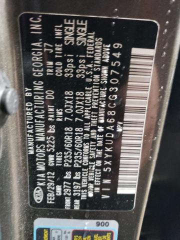 2012 Kia Sorento Ex VIN: 5XYKUDA68CG307549 Lot: 46286124