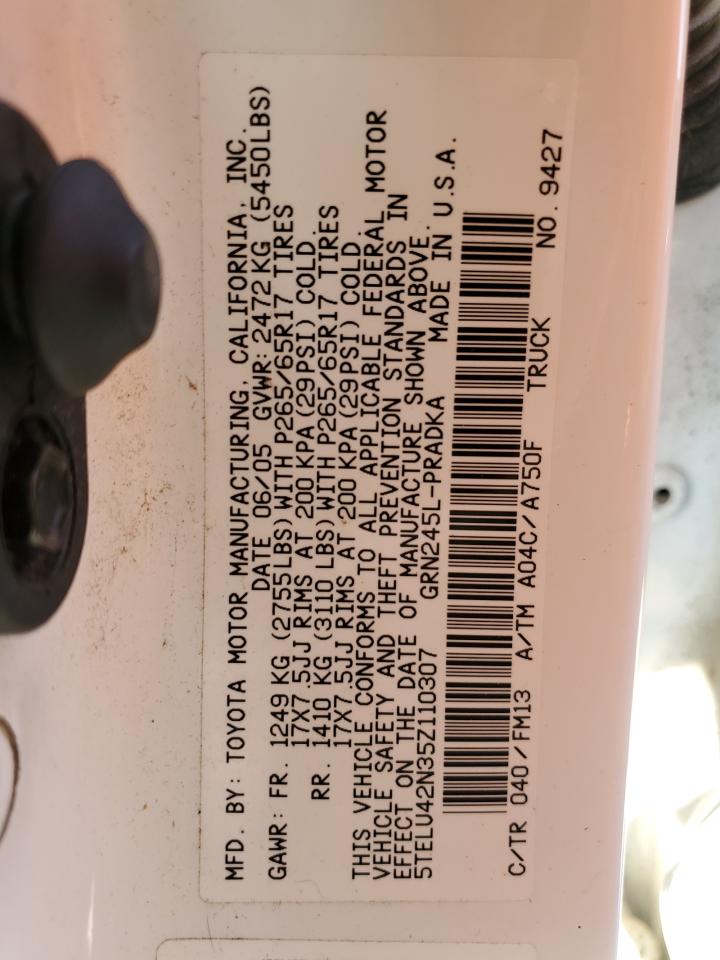 5TELU42N35Z110307 2005 Toyota Tacoma Double Cab