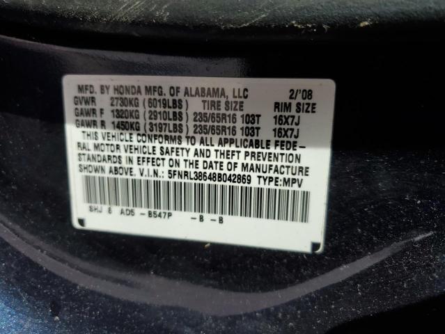 2008 Honda Odyssey Exl VIN: 5FNRL38648B042869 Lot: 48939014