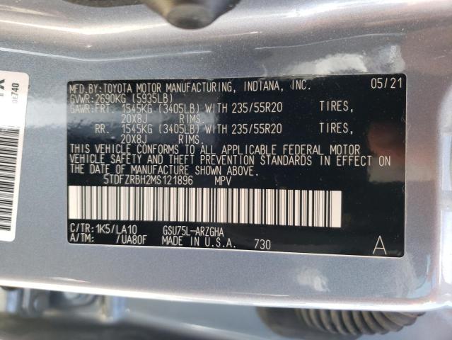 VIN 5TDFZRBH2MS121896 2021 Toyota Highlander, Platinum no.13