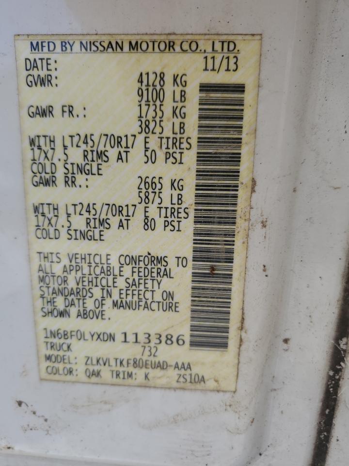 1N6BF0LYXDN113386 2013 Nissan Nv 2500