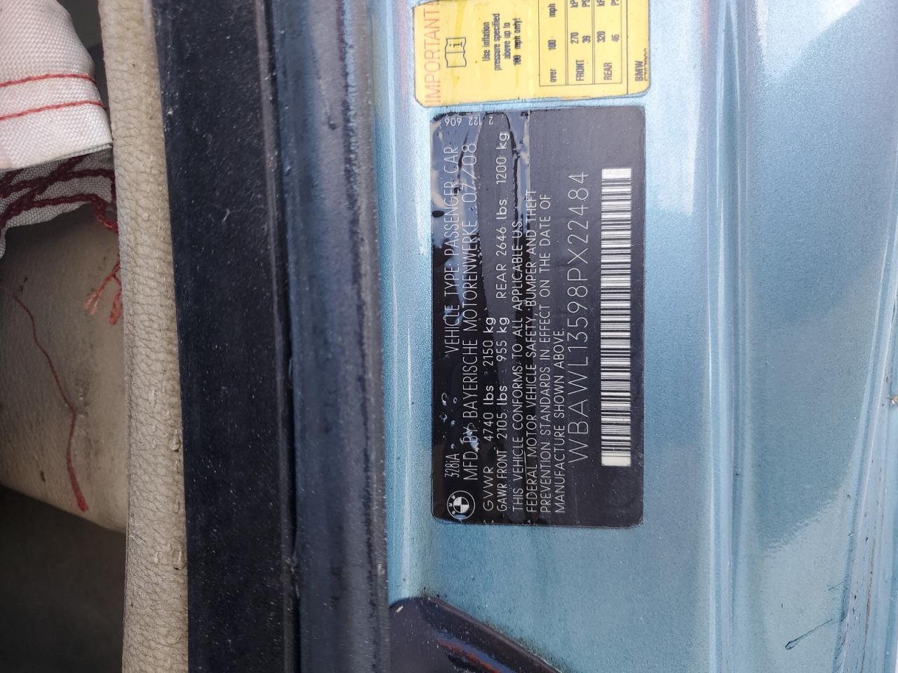 WBAWL13598PX22484 2008 BMW 328 I