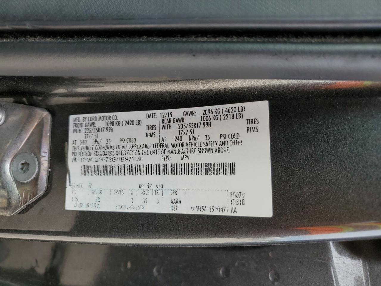 1FMCU0F72GUB97239 2016 Ford Escape S