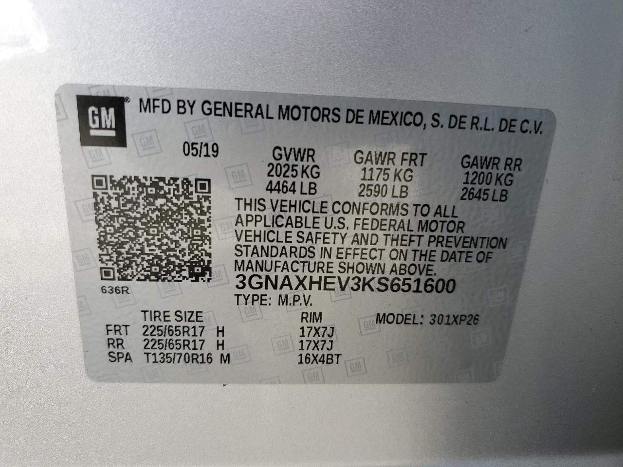 2019 Chevrolet Equinox Ls vin: 3GNAXHEV3KS651600