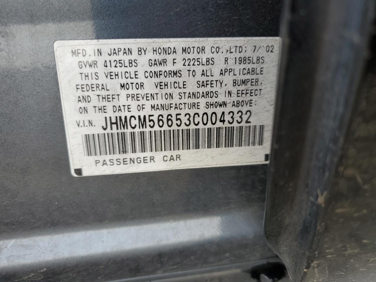 JHMCM56653C004332 2003 Honda Accord Ex