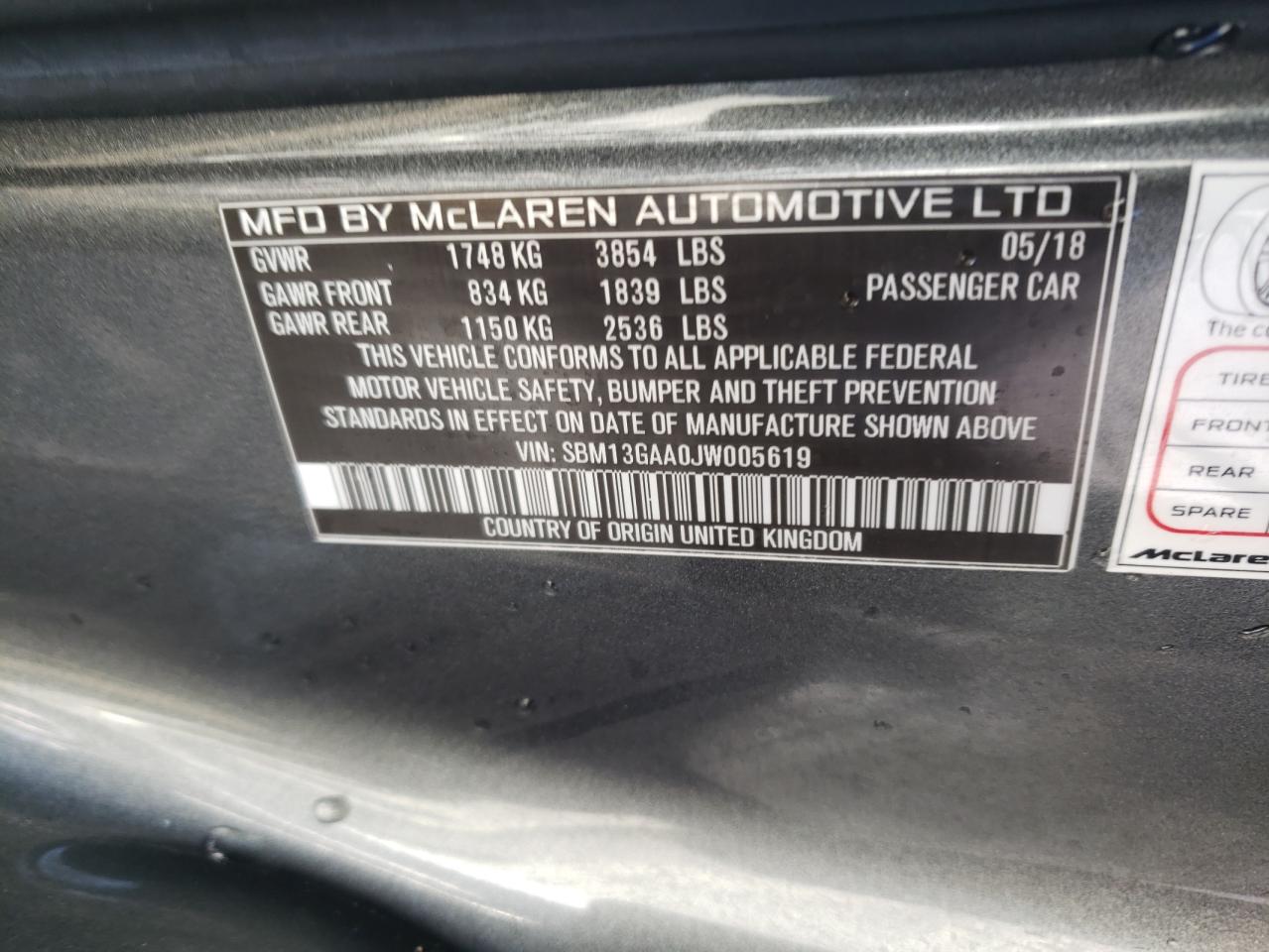 2018 Mclaren Automotive 570Gt vin: SBM13GAA0JW005619