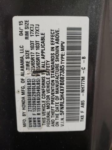 VIN 5FNRL5H4XFB087385 2015 Honda Odyssey, EX no.13