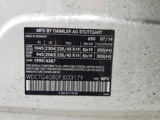 VIN WDCTG4GB2FJ033179 2015 Mercedes-Benz GLA-Class,... no.12