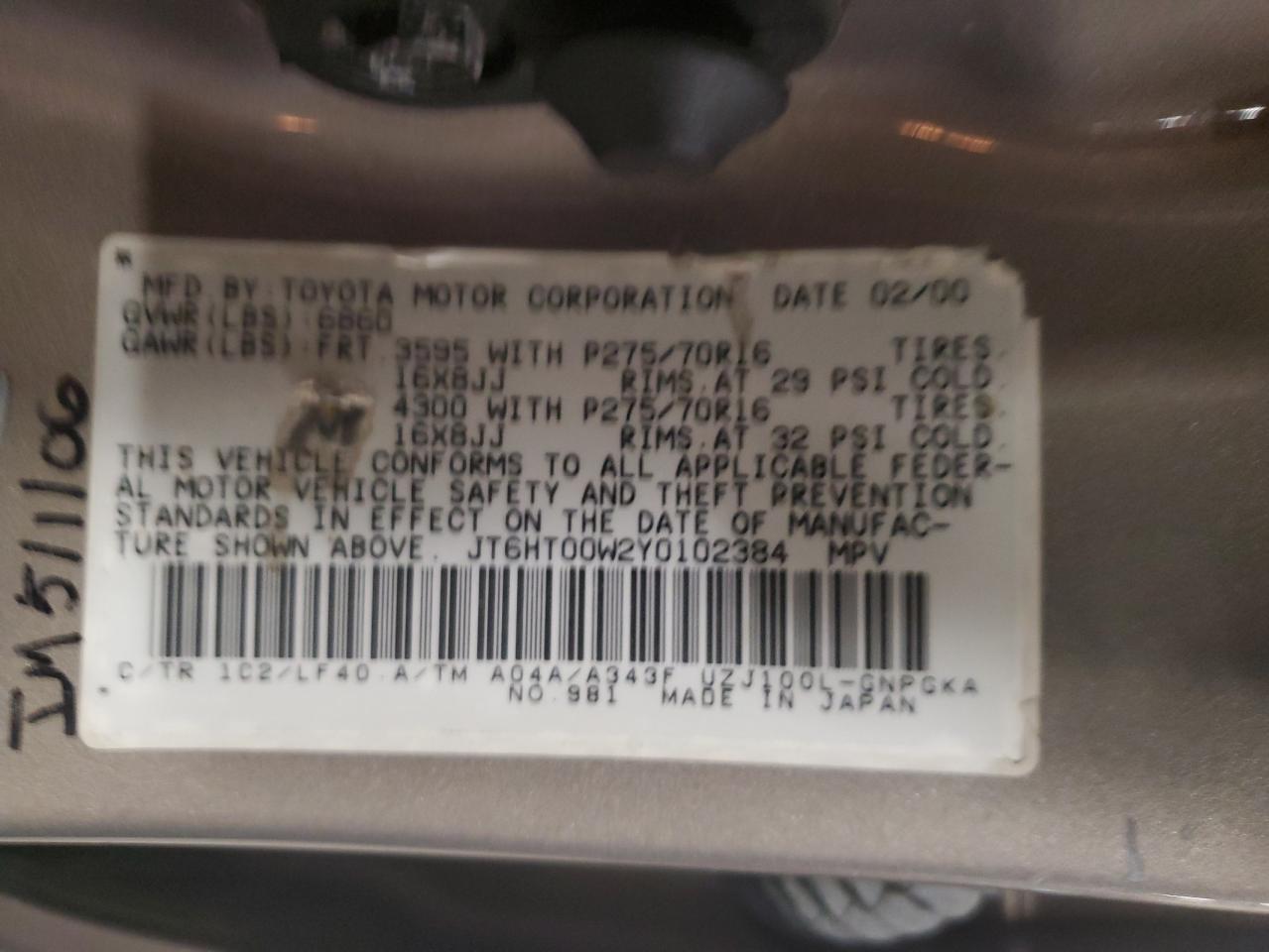 JT6HT00W2Y0102384 2000 Lexus Lx 470