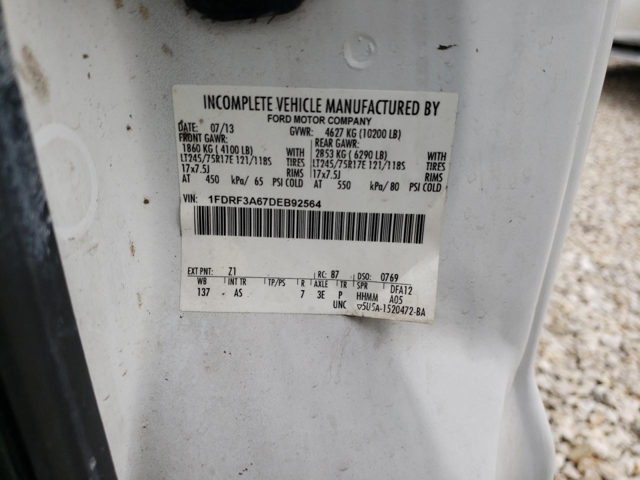 1FDRF3A67DEB92564 2013 Ford F350 Super Duty