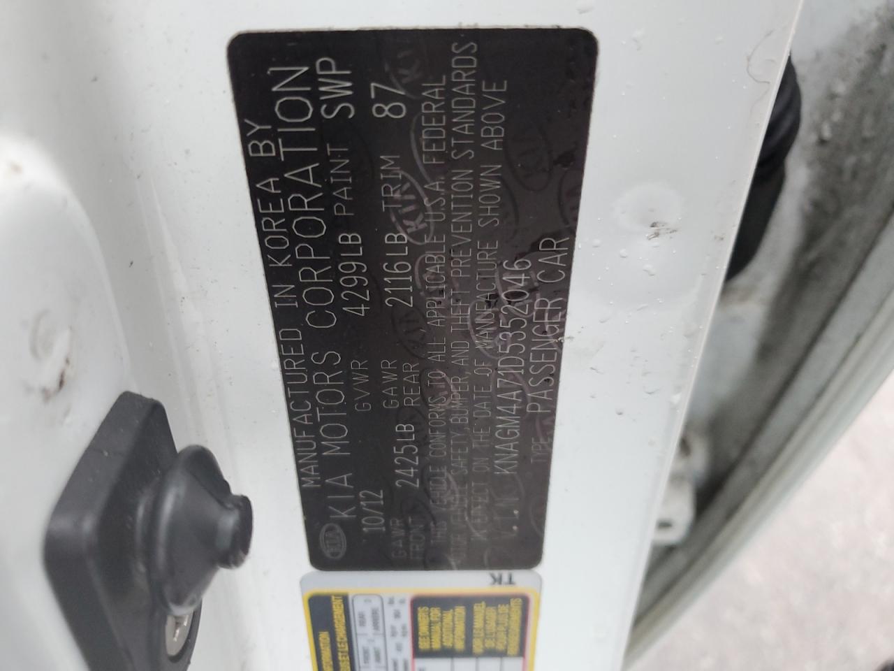 KNAGM4A71D5352046 2013 Kia Optima Lx