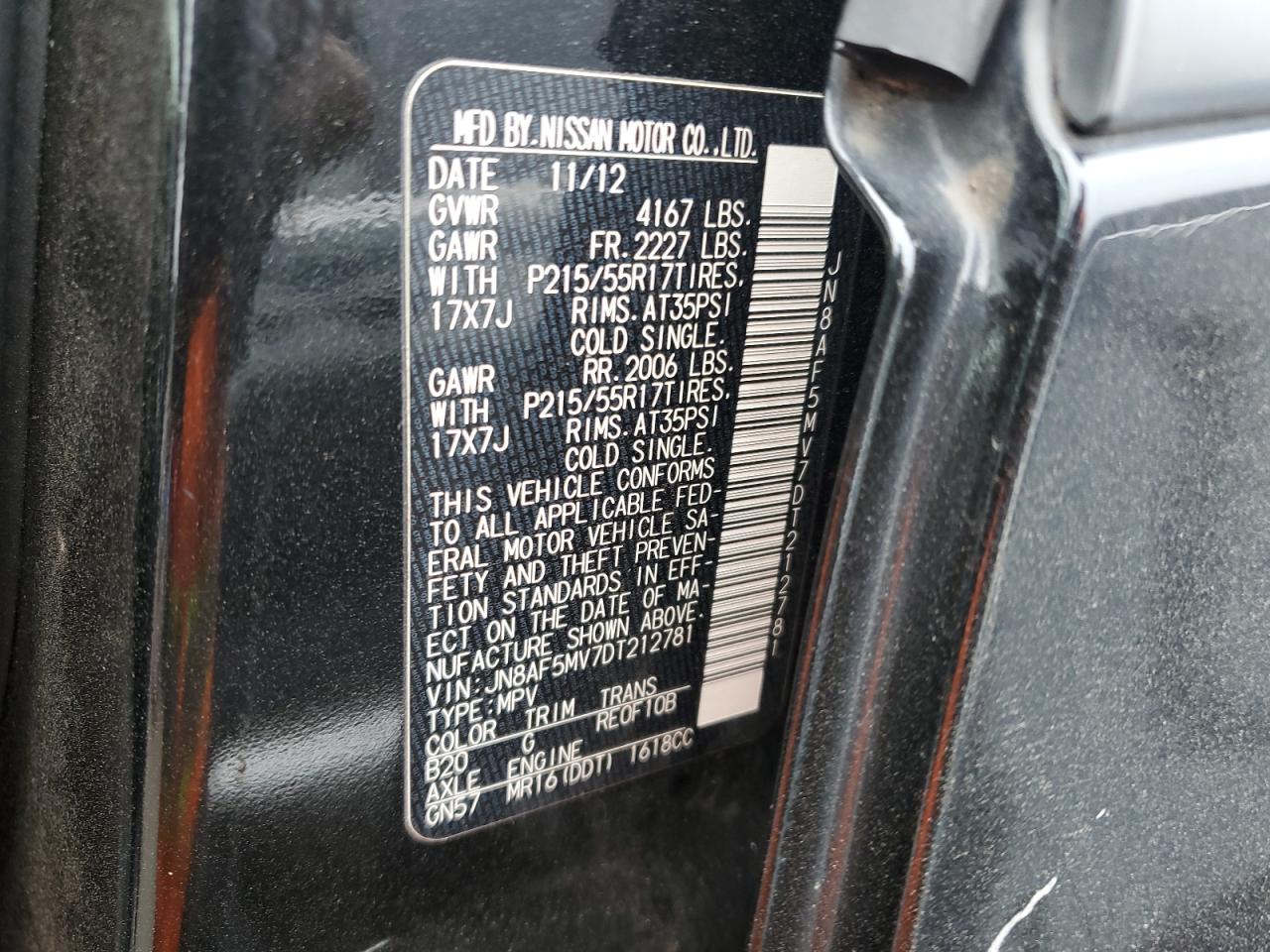 JN8AF5MV7DT212781 2013 Nissan Juke S