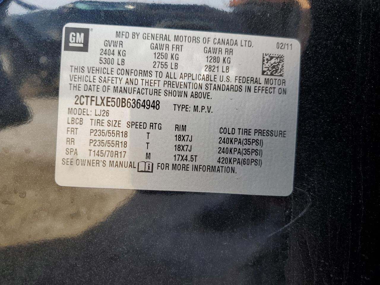 2CTFLXE50B6364948 2011 GMC Terrain Slt