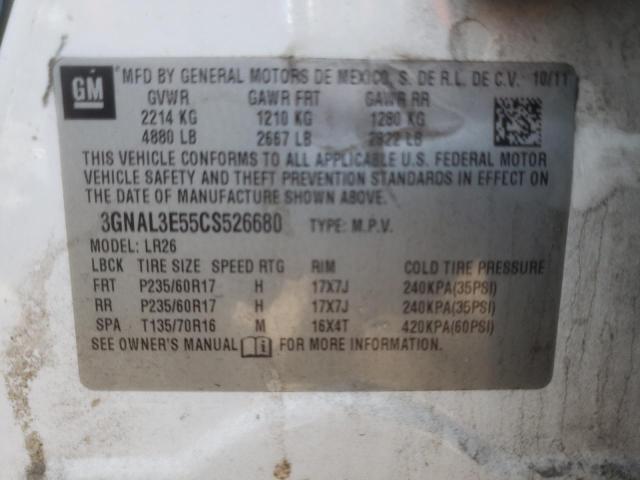 2012 Chevrolet Captiva Sport VIN: 3GNAL3E55CS526680 Lot: 46043644