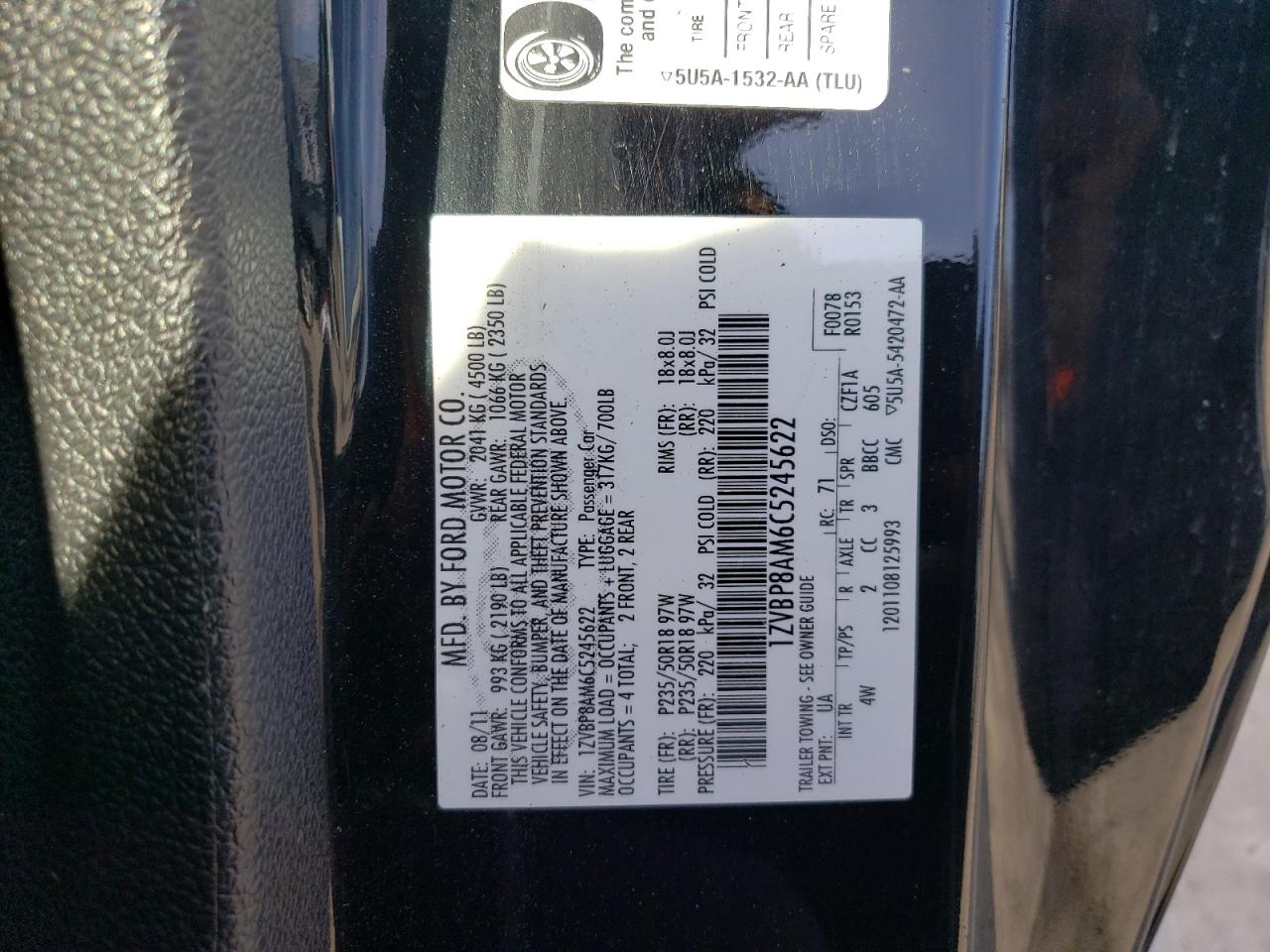 1ZVBP8AM6C5245622 2012 Ford Mustang