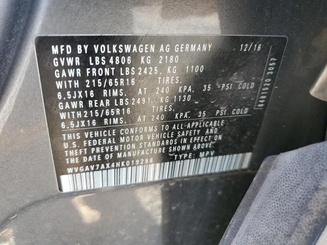 2017 Volkswagen Tiguan S VIN: WVGAV7AX4HK019298 Lot: 48871514