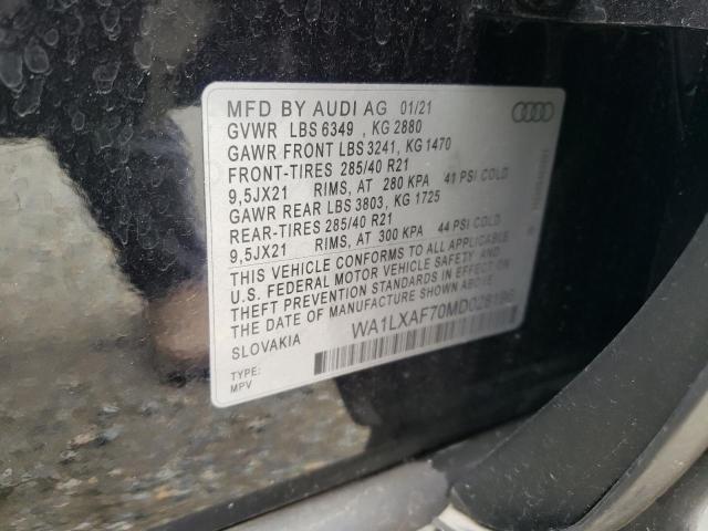 Lot #2421594939 2021 AUDI Q7 PREMIUM salvage car
