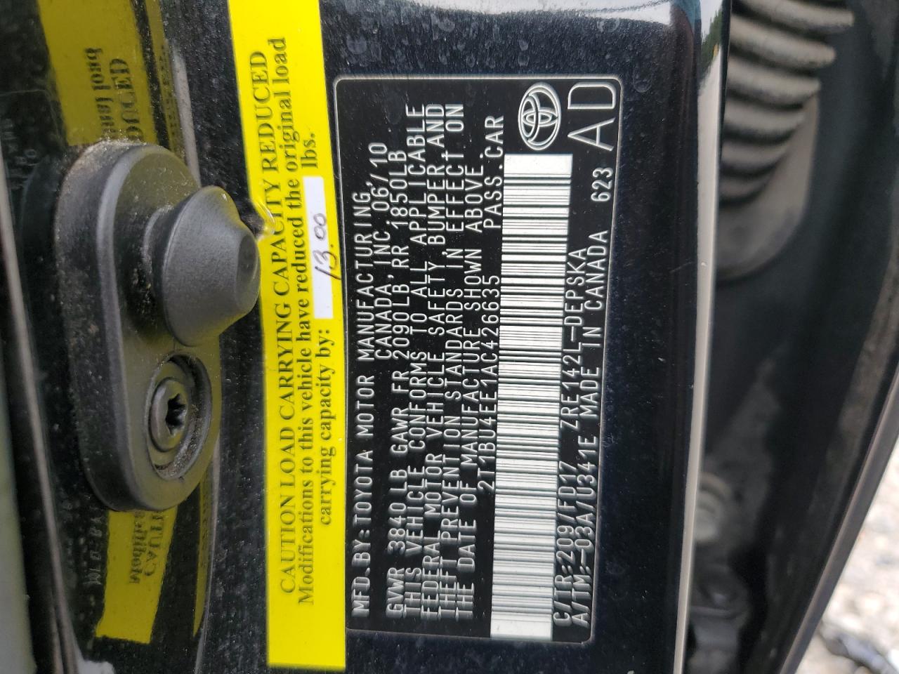 2T1BU4EE1AC426635 2010 Toyota Corolla Base