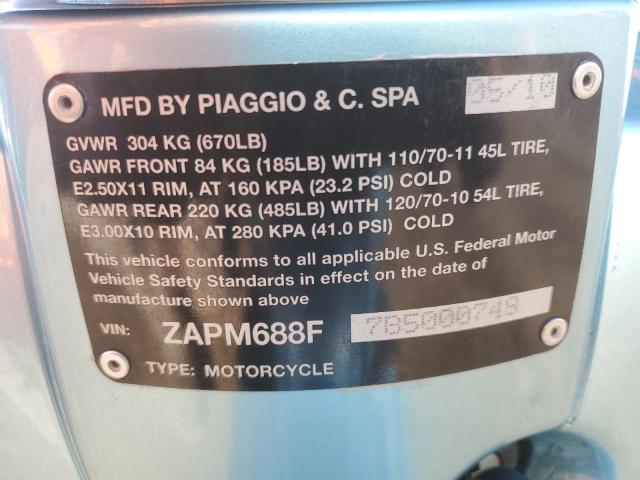 2011 VESPA LX 150IE ZAPM688F7B5000749