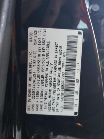 5J8TB18588A017293 | 2008 Acura rdx technology