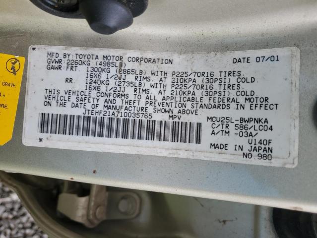 2001 Toyota Highlander VIN: JTEHF21A710035765 Lot: 47933544