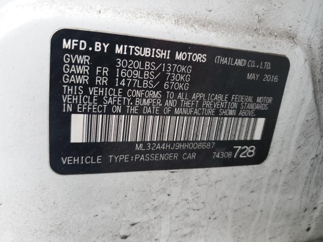 2017 Mitsubishi Mirage Se VIN: ML32A4HJ9HH008687 Lot: 46861844