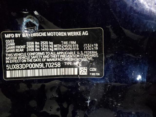 2022 BMW X3 M40I - 5UX83DP00N9L70258