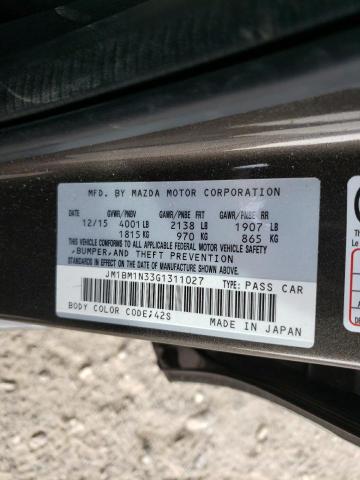 2016 Mazda 3 Grand Touring VIN: JM1BM1N33G1311027 Lot: 46944074