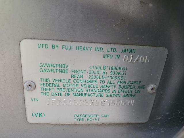 2006 Subaru Forester 2.5X VIN: JF1SG636X6G750034 Lot: 47917394