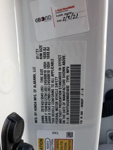 5FNYF5H3XMB024892 | 2021 Honda pilot ex