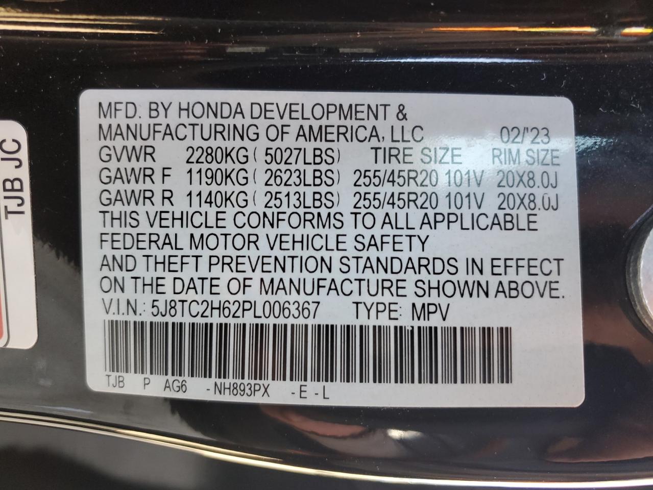 5J8TC2H62PL006367 2023 Acura Rdx A-Spec