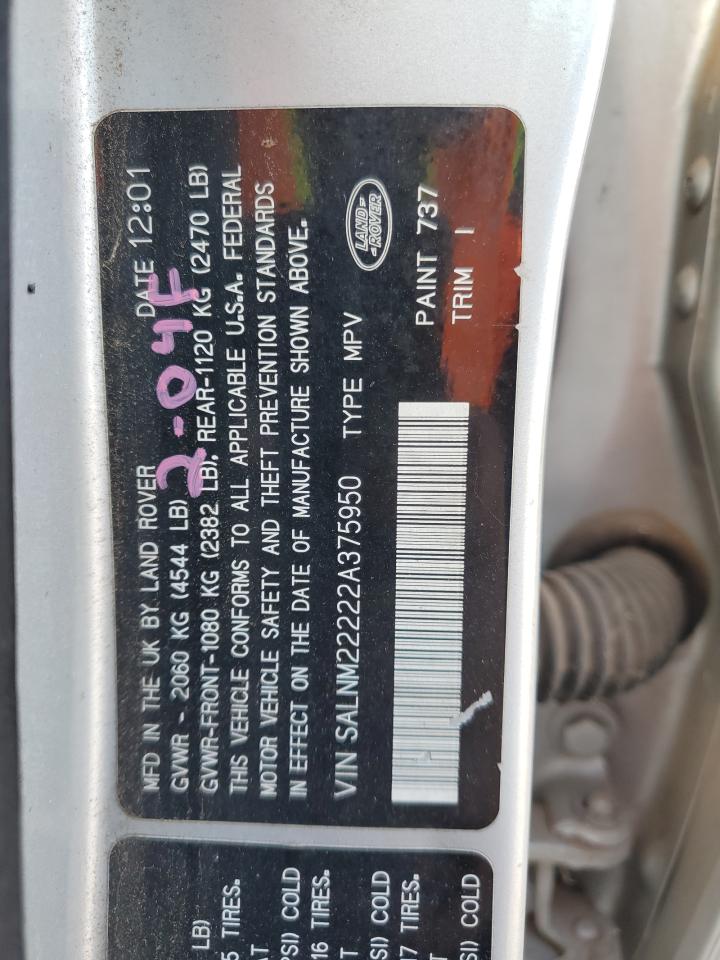 SALNM22222A375950 2002 Land Rover Freelander S