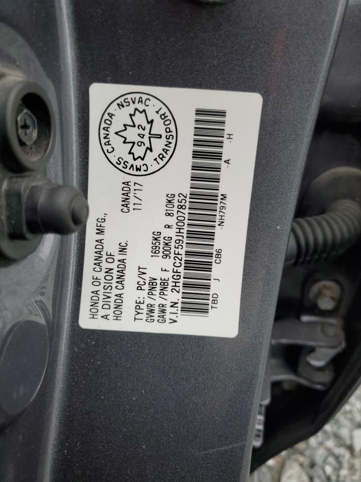 2HGFC2F59JH007852 2018 Honda Civic Lx