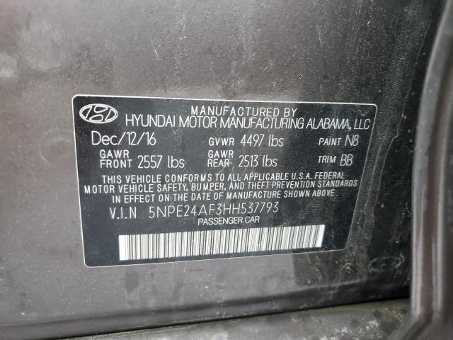 2017 Hyundai Sonata Se VIN: 5NPE24AF3HH537793 Lot: 46310064