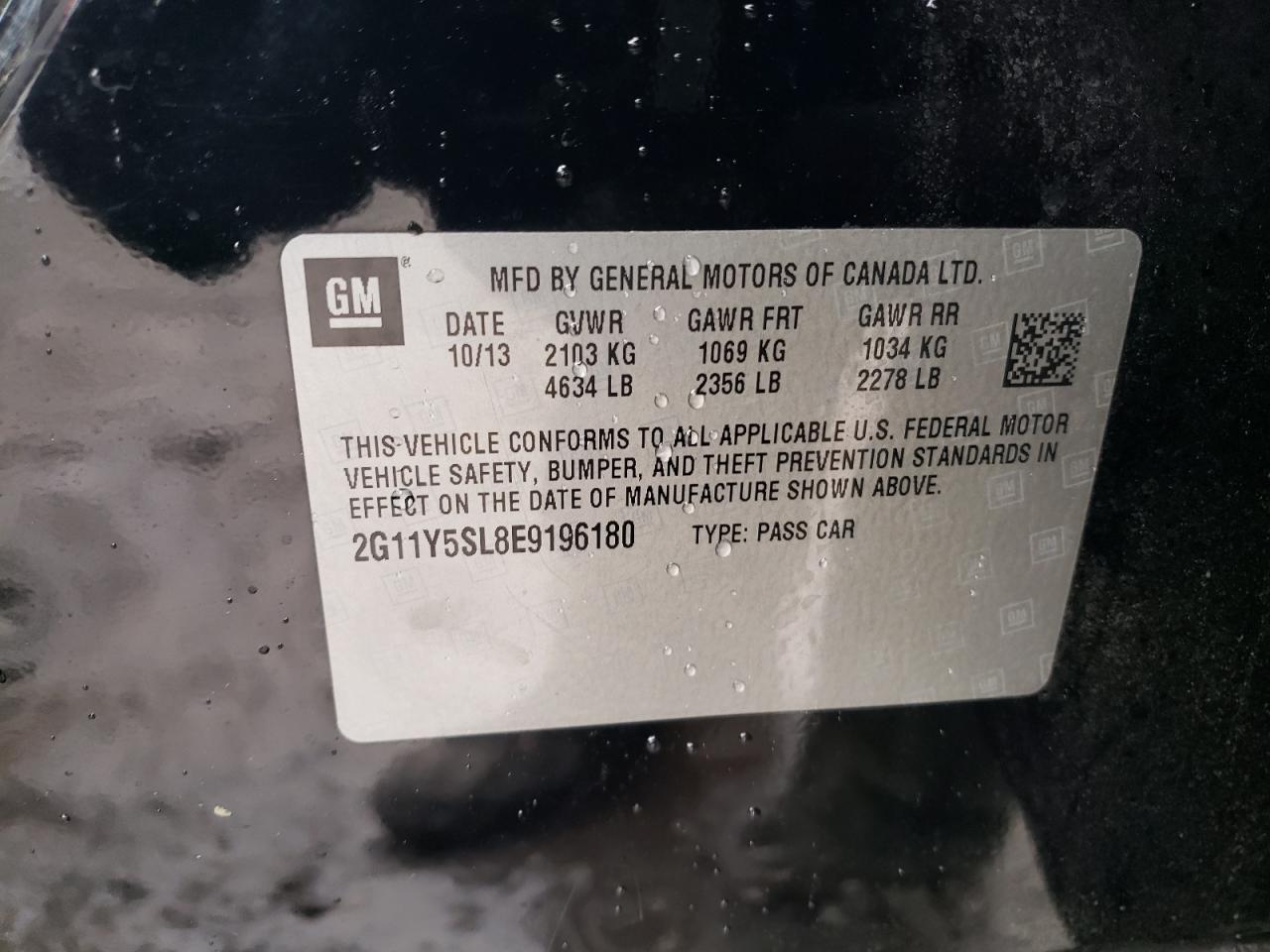 2G11Y5SL8E9196180 2014 Chevrolet Impala Ls