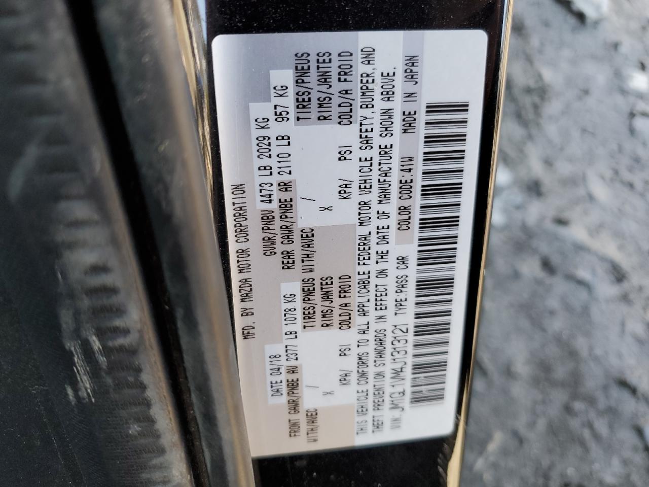 JM1GL1VM4J1313121 2018 Mazda 6 Touring