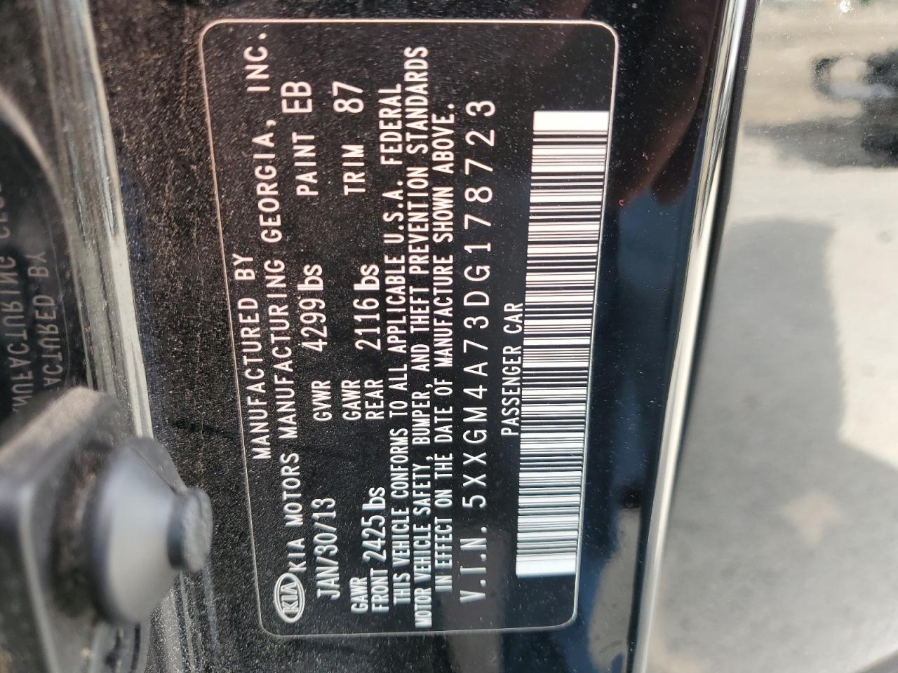 5XXGM4A73DG178723 2013 Kia Optima Lx